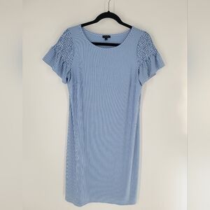 Talbots  Blue White Striped Textured‎ Dress Size M